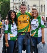 26 June 2011; Donegal supporters Aoife Doherty, Ciaran and Aisling Dowds, all from Ballybofey, Co. Donegal, before the game. Ulster GAA Football Senior Championship Semi-Final, Tyrone v Donegal, St Tiernach's Park, Clones, Co. Monaghan. Picture credit: Michael Cullen / SPORTSFILE