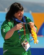 27 June 2011; Team Ireland's Mary Gavin, Templeogue, Dublin, who won a Silver Medal in a 100m Backstroke Final at the OAKA Olympic Aquatic Center, Athens Olympic Sport Complex. 2011 Special Olympics World Summer Games, Athens, Greece. Picture credit: Ray McManus / SPORTSFILE