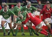 2 February 2002; Paul Shields of Ireland A is tackled by Nathan Thomas of Wales A during the &quot;A&quot; Rugby International match between Ireland A and Wales A at Musgrave Park in Cork. Photo by Brendan Moran/Sportsfile