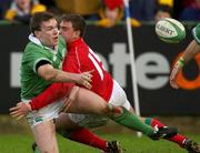 2 February 2002; John Kelly of Ireland A, is tackled by Adrian Durston of Wales A during the &quot;A&quot; Rugby International match between Ireland A and Wales A at Musgrave Park in Cork. Photo by Brendan Moran/Sportsfile