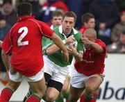 2 February 2002; Tyrone Howe of Ireland A, in action against Mefin Davies, 2, of  Wales A during the &quot;A&quot; Rugby International match between Ireland A and Wales A at Musgrave Park in Cork. Photo by Brendan Moran/Sportsfile