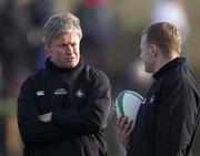 2 February 2002; Ireland A head coach Matt Williams, left, speaking with backs coach Mark McCall ahead of the &quot;A&quot; Rugby International match between Ireland A and Wales A at Musgrave Park in Cork. Photo by Brendan Moran/Sportsfile