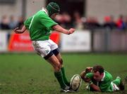 2 February 2002; Ian Humphreys of Ireland, left, during the U21 International match between Ireland and Wales at Donnybrook Stadium in Dublin. Photo by Matt Browne/Sportsfile