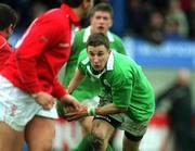 2 February 2002; Brian O'Riordan of Ireland during the U21 International match between Ireland and Wales at Donnybrook Stadium in Dublin. Photo by Matt Browne/Sportsfile