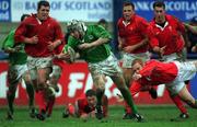 2 February 2002; Conrad O'Sullivan of Ireland in action against Gareth Swales of Wales during the U21 International match between Ireland and Wales at Donnybrook Stadium in Dublin. Photo by Matt Browne/Sportsfile