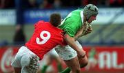 2 February 2002; Denis Leamy of Ireland in action against Andrew Williams of Wales during the U21 International match between Ireland and Wales at Donnybrook Stadium in Dublin. Photo by Matt Browne/Sportsfile