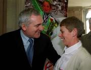 7 February 2002; Fancy being a volunteer at the biggest sporting event in the world next year? Now is your chance. The 2003 Special Olympics World Games today launched the country's largest ever volunteer appeal when it asked for 30,000 people to work at next year's World Games. Pictured at the announcement with An Taoiseach Bertie Ahern,T.D., who was the first to sign,is Special Olympic Global Messenger Rita Lawlor. Photo by Ray McManus/Sportsfile