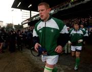 3 February 2002; Paul O'Connell of Ireland makes his way onto the pitch prior to the Lloyds TSB Six Nations Championship match between Ireland and Wales at Lansdowne Road in Dublin. Photo by Brendan Moran/Sportsfile