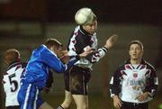 7 February 2002; Aaron Callaghan of Dundalk in action against Shane Bradley of Finn Harps during the FAI Carlsberg Cup Quarter-Final match between Dundalk and Finn Harps at Oriel Park in Dundalk, Louth. Photo by David Maher/Sportsfile
