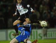 7 February 2002; Martin Reilly of Dundalk in action against Shane Bradley of Finn Harps during the FAI Carlsberg Cup Quarter-Final match between Dundalk and Finn Harps at Oriel Park in Dundalk, Louth. Photo by David Maher/Sportsfile