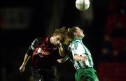 8 February 2002; Kevin Hunt of Bohemians, in action against Eddie Gormley of Bray Wanderers during the FAI Carlsberg Cup Quarter-Final match between Bohemians and Bray Wanderers at Dalymount park in Dublin. Photo by David Maher/Sportsfile