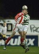 8 February 2002; Sean Flannery of Sligo Rovers in action against Terry Palmer of Shamrock Rovers during the FAI Carlsberg Cup Quarter-Final match between Shamrock Rovers and Sligo Rovers at Tolka Park in Dublin. Photo by Damien Eagers/Sportsfile