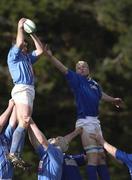 9 February 2002; John O'Sullivan of Garryowen wins possession from the lineout ahead of Malcolm O'Kelly of St Mary's College during the AIB All-Ireland League match between Garryowen and St Mary's College at Dooradoyle in Limerick. Photo by Brendan Moran/Sportsfile