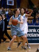 11 February 2002; Anna Smith of Our Lady's Grove in action against Komera Pillay of Mount Temple during the Bank of Ireland Schools Cup U19 Girls Final match between Our Lady's Grove, Goatstown, Dublin, and Mount Temple Comprehensive, Dublin, at the ESB Arena in Tallaght, Dublin. Photo by Brendan Moran/Sportsfile