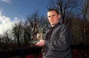 11 February 2002; Carlow footballer Bryan Carbery, pictured with his eircell Vodafone GAA Player of the Month award for January at the Dolmen Hotel in Carlow. Photo by Damien Eagers/Sportsfile
