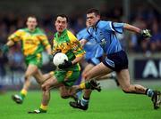 10 February 2002; Damien Diver of Donegal, in action against Paul Casey of Dublin during the Allianz National Football League Division 1A Round 1 match between Dublin and Donegal at Parnell Park in Dublin. Photo by Ray McManus/Sportsfile