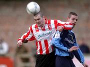 10 February 2002; Sean Hargan of Derry City, in action against Robert Martin of UCD during the FAI Carlsberg Cup Quarter-Final match between UCD and Derry City at Belfield Park in Dublin. Photo by David Maher/Sportsfile