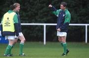 11 February 2002; Roy Keane, right, chats with team-mates Steve Staunton, centre and Robbie Keane during a Republic of Ireland Squad Training Session at Fran Cooke Park in Dublin. Photo by David Maher/Sportsfile