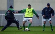 11 February 2002; Richard Sadlier, centre, in action against Kenny Cunningham, left and Lee Carsley during a Republic of Ireland Squad Training Session at Fran Cooke Park in Dublin. Photo by David Maher/Sportsfile