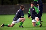 12 February 2002; Roy Keane, right and Matt Holland during a Republic of Ireland Squad Training Session at John Hyland Park in Baldonnell, Dublin. Photo by Damien Eagers/Sportsfile