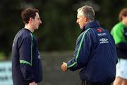 12 February 2002; Republic of Ireland manager Mick McCarthy speaks to Andy O'Brien during a Republic of Ireland Squad Training Session at John Hyland Park in Baldonnell, Dublin. Photo by Damien Eagers/Sportsfile
