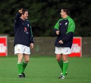 12 February 2002; Robbie Keane, left and Ian Harte during a Republic of Ireland Squad Training Session at John Hyland Park in Baldonnell, Dublin. Photo by Damien Eagers/Sportsfile