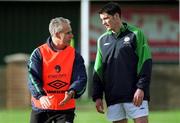 12 February 2002; Republic of Ireland manager Mick McCarthy, left, speaks with Richard Sadlier during a Republic of Ireland Squad Training Session at John Hyland Park in Baldonnell, Dublin. Photo by Damien Eagers/Sportsfile