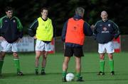 12 February 2002; Pictured from left to right are Richard Sadlier, Andy O'Brien and Lee Carsley as they listen to instructions from Republic of Ireland manager Mick McCarthy during a Republic of Ireland Squad Training Session at John Hyland Park in Baldonnell, Dublin. Photo by Damien Eagers/Sportsfile