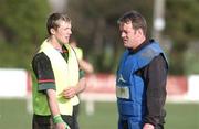 12 February 2002; Eric Miller and Mick Galwey during an Ireland Rugby Squad Training Session at Dr. Hickey Park in Greystones, Wicklow. Photo by Matt Browne/Sportsfile