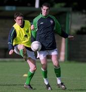 12 February 2002; Robbie Keane, left, and Mark Kennedy during a Republic of Ireland Squad Training Session at John Hyland Park in Baldonnell, Dublin. Photo by Damien Eagers/Sportsfile