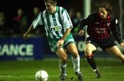 12 February 2002; Barry O' Connor of Bray Wanderers in action against Simon Webb of Bohemians during the FAI Carlsberg Cup Quarter-Final Replay match between Bray Wanderers and Bohemians at the Carlisle Grounds in Bray, Wicklow. Photo by David Maher/Sportsfile