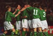 13 February 2002; Stephen Reid of Republic of Ireland is congratulated by team-mates after scoring his sides first goal during the International Friendly match between Republic of Ireland and Russia at Lansdowne Road in Dublin. Photo by David Maher/Sportsfile