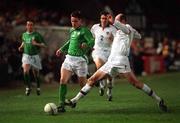 13 February 2002; Steve Finnan of Republic of Ireland in action against Victor Onopko of Russia during the International Friendly match between Republic of Ireland and Russia at Lansdowne Road in Dublin. Photo by Pat Murphy/Sportsfile