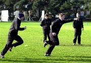 15 February 2002; David Humphreys, left and Brian O'Driscoll during an Ireland Rugby Squad Training Session at Teddington in London, England. Photo by Sportsfile