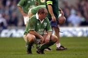 16 February 2002; Peter Clohessy of Ireland dejected following his side's defeat in the Lloyds TSB Six Nations Championship match between England and Ireland at Twickenham Stadium in London, England. Photo by Brendan Moran/Sportsfile