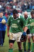 16 February 2002; Anthony Foley of Ireland makes his way off the pitch after his sides defeat in the Lloyds TSB Six Nations Championship match between England and Ireland at Twickenham Stadium in London, England. Photo by Matt Browne/Sportsfile