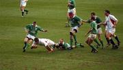 16 February 2002; Ben Kay of England scores his sides fourth try despite the tackle of Peter Stringer of Ireland during the Lloyds TSB Six Nations Championship match between England and Ireland at Twickenham Stadium in London, England. Photo by Ray McManus/Sportsfile
