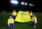 13 February 2002; Members of the Snickers FIFA Fair Play team are, L to R, Ryan Clarke, Dara Jones, Conor O' Sullivan, and Eoin O'Sullivan, ahead of the International Friendly match between Republic of Ireland and Russia at Lansdowne Road in Dublin. Photo by David Maher/Sportsfile