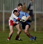 17 February 2002; Ray Cosgrove of Dublin in action against Conor Gormley of Tyrone during the Allianz National Football League Division 1A Round 2 match between Tyrone and Dublin at O'Neill Park in Dungannon, Tyrone. Photo by Brendan Moran/Sportsfile