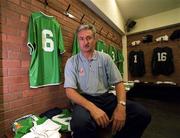 13 February 2002; Republic of Ireland assistant manager Ian Evans sits in the dressing room ahead of the International Friendly match between Republic of Ireland and Russia at Lansdowne Road in Dublin. Photo by David Maher/Sportsfile