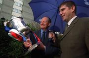 19 February 2002; Limerick manager Eamonn Cregan, left, and Meath manager Michael Duignan, in attendance at the launch of the Allianz National Hurling League, which starts this weekend. The launch took place at the Berkeley Court Hotel in Dublin. Photo by Brendan Moran/Sportsfile