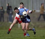17 February 2002; Alan Brogan of Dublin in action against Conor Gormley of Tyrone during the Allianz National Football League Division 1A Round 2 match between Tyrone and Dublin at O'Neill Park in Dungannon, Tyrone. Photo by Brendan Moran/Sportsfile
