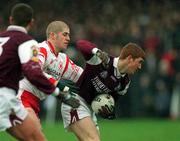 10 February 2002; Kieran Fitzgerald of Galway, in action against Kevin Hughes of Tyrone during the Allianz National Football League Division 1A Round 1 match between Galway and Tyrone at Duggan Park in Ballinasloe, Galway. Photo by Damien Eagers/Sportsfile