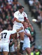 16 February 2002; Martin Johnson of England wins possession from a lineout during the Lloyds TSB Six Nations Championship match between England and Ireland at Twickenham Stadium in London, England. Photo by Matt Browne/Sportsfile