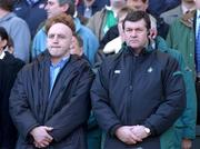 16 February 2002; Keith Wood of Ireland, left, stands alongside forwards coach Niall O'Donovan ahead of the Lloyds TSB Six Nations Championship match between England and Ireland at Twickenham Stadium in London, England. Photo by Matt Browne/Sportsfile