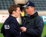 10 February 2002; Dublin selector Paul Caffrey speaks with Eoin Bennis during the Allianz National Football League Division 1A Round 1 match between Dublin and Donegal at Parnell Park in Dublin. Photo by Ray McManus/Sportsfile