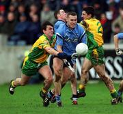 10 February 2002; Ciaran Whelan of Dublin in action against Michael Hegarty of Donegal during the Allianz National Football League Division 1A Round 1 match between Dublin and Donegal at Parnell Park in Dublin. Photo by Ray McManus/Sportsfile