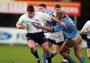 23 February 2002; Cian Mahony of Cork Constitution is tackled by Peter Malone, of Garryowen during the AIB All-Ireland League Division 1 match between Cork Constitution and Garryowen at Temple Hill in Cork. Photo by Matt Browne/Sportsfile