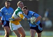 23 February 2002; Ken Darcy of Dublin in action against James Greenan of Offaly during the Allianz National Football League Division 1A match between Offaly and Dublin at O'Connor Park in Tullamore, Offaly. Photo by Damien Eagers/Sportsfile