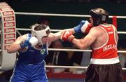 22 February 2002; Cathal McMonagle, left, in action against Eanna Falvey during the Super Heavyweight Final between Eanna Falvey and Cathal McMonagle during the National Senior Boxing Championships at the The National Stadium in Dublin. Photo by Damien Eagers/Sportsfile